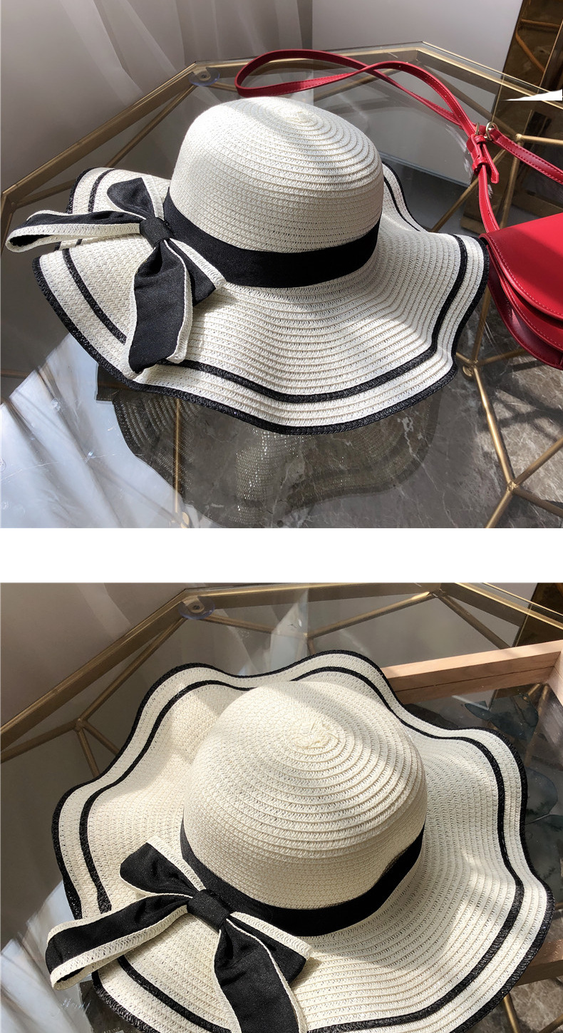 New bow straw hat with big brim