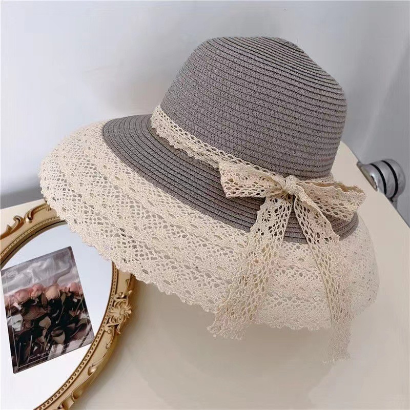 New bow straw hat with big brim