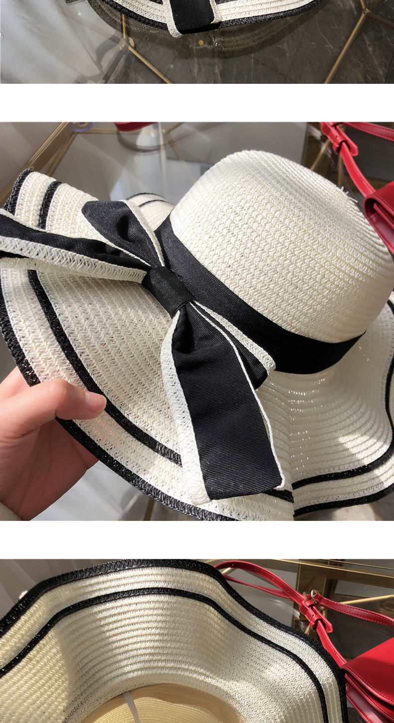New bow straw hat with big brim
