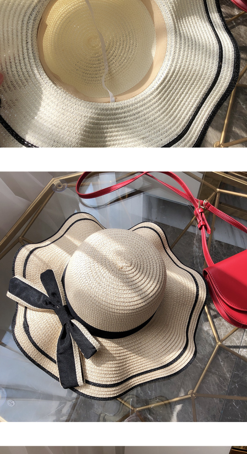New bow straw hat with big brim