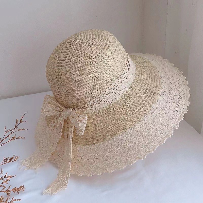 New bow straw hat with big brim