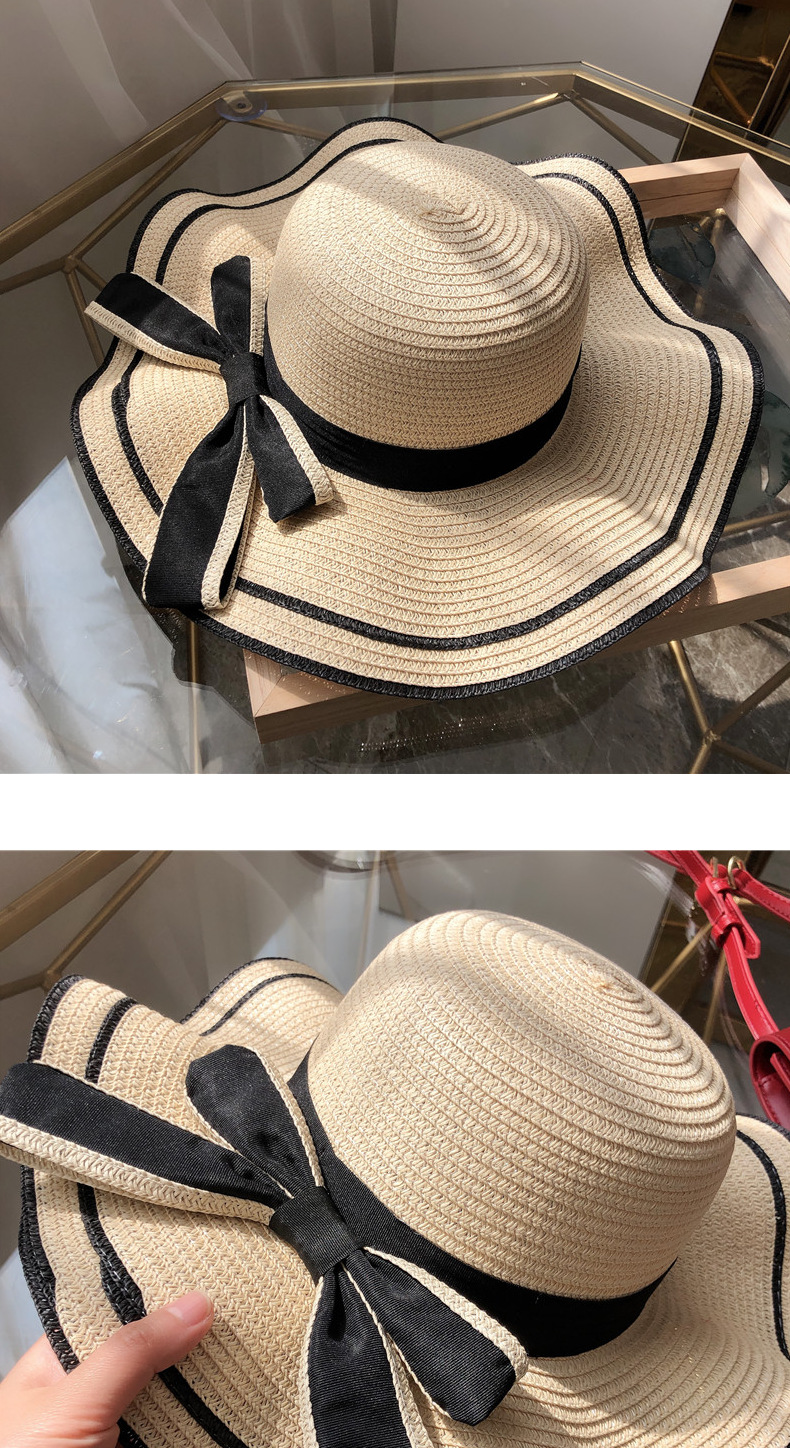 New bow straw hat with big brim