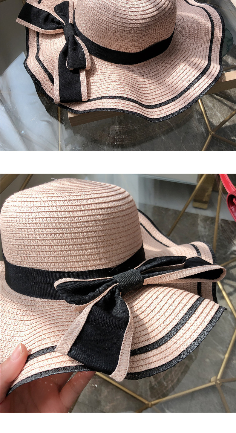 New bow straw hat with big brim