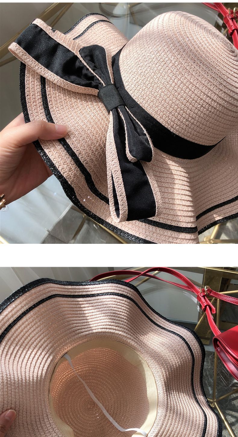 New bow straw hat with big brim