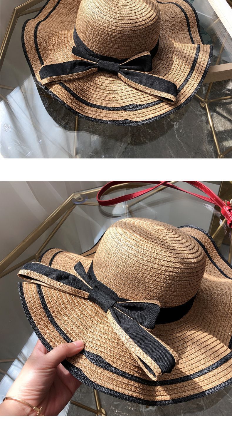 New bow straw hat with big brim