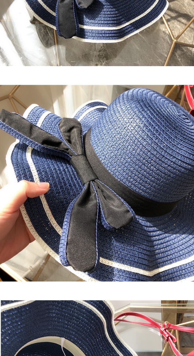 New bow straw hat with big brim