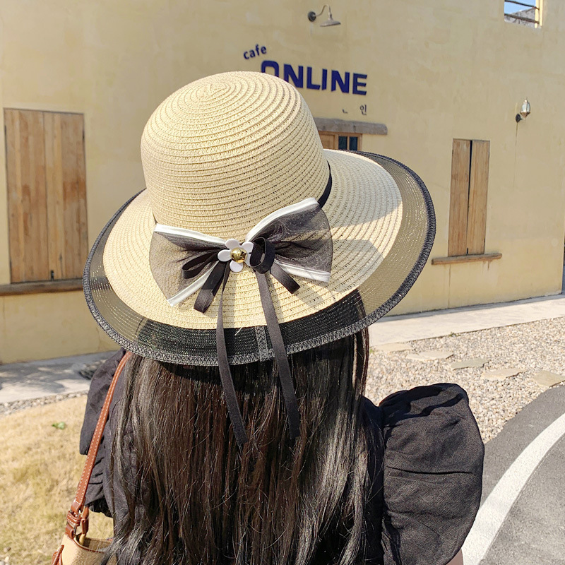 New bow straw hat with big brim