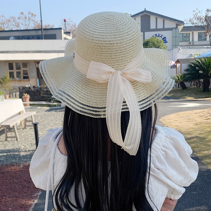 New bow straw hat with big brim