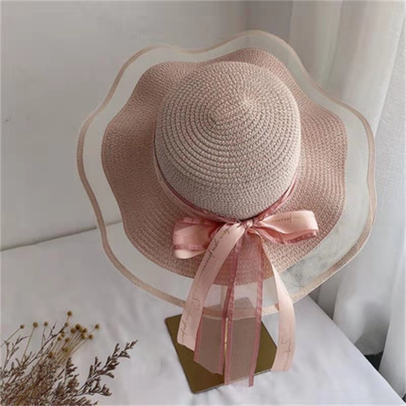 New bow straw hat with big brim