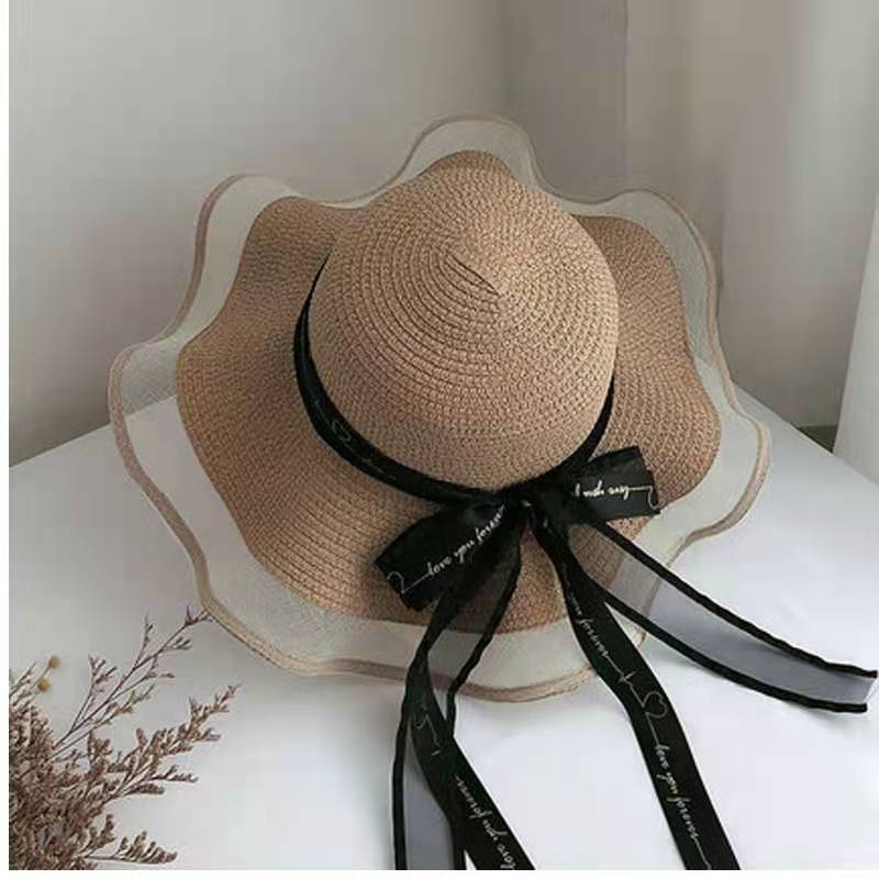 New bow straw hat with big brim