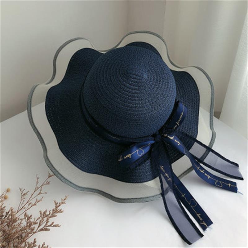 New bow straw hat with big brim