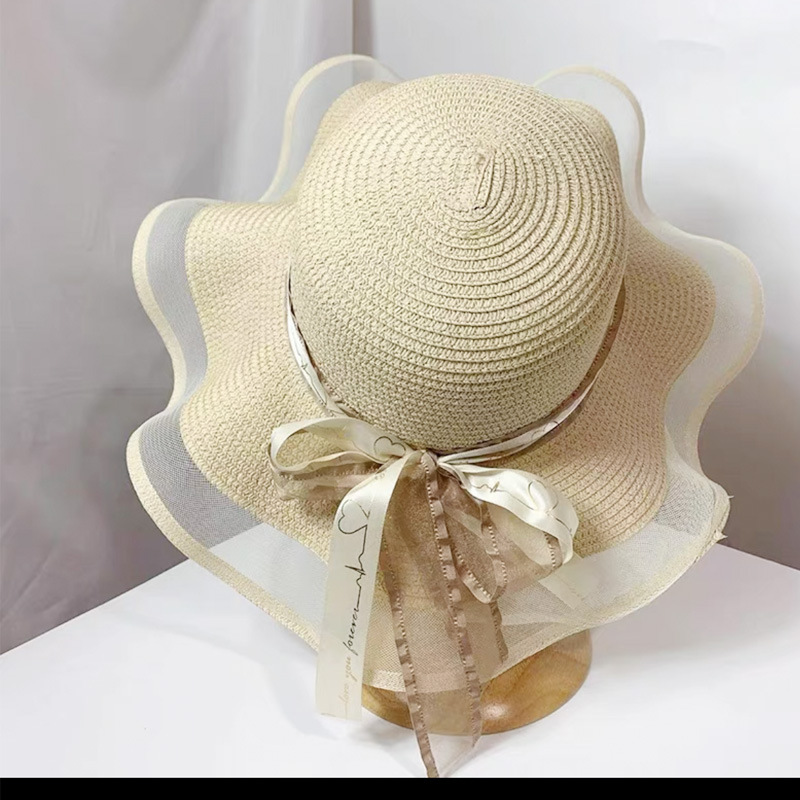 New bow straw hat with big brim
