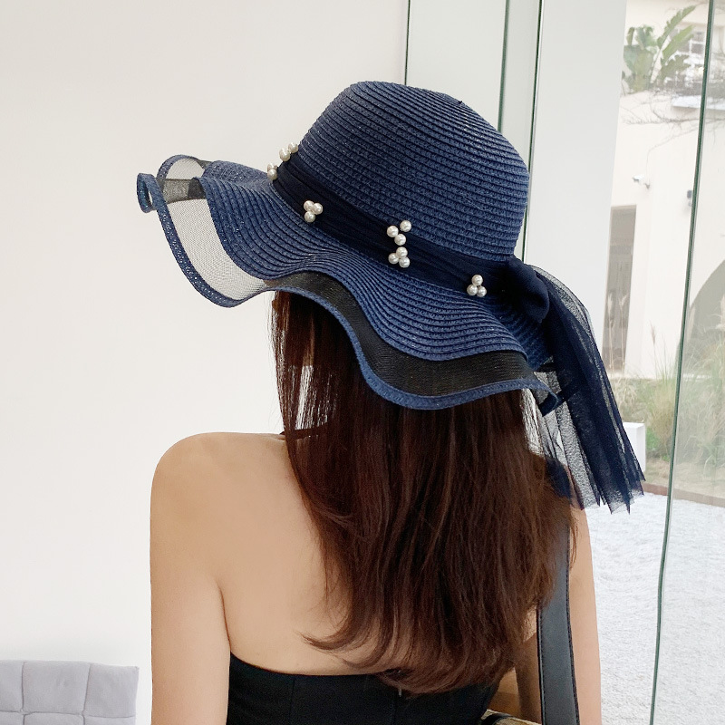 New bow straw hat with big brim