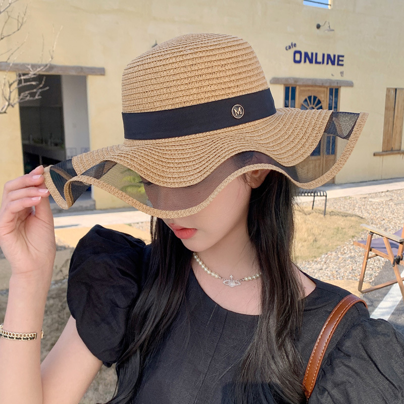 New bow straw hat with big brim