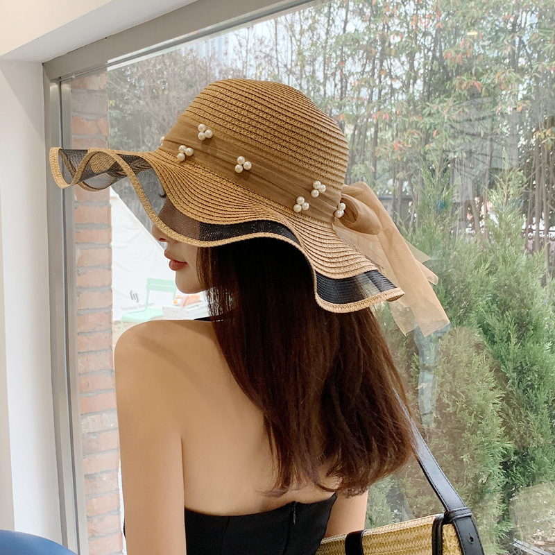 New bow straw hat with big brim