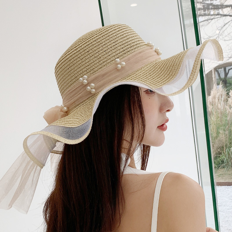 New bow straw hat with big brim