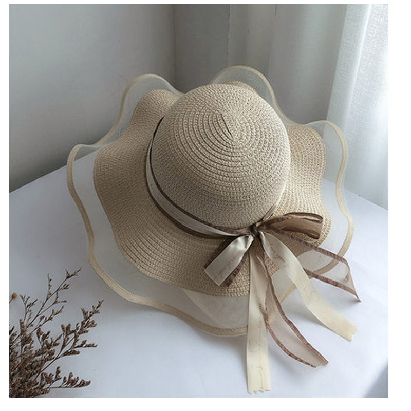 New bow straw hat with big brim