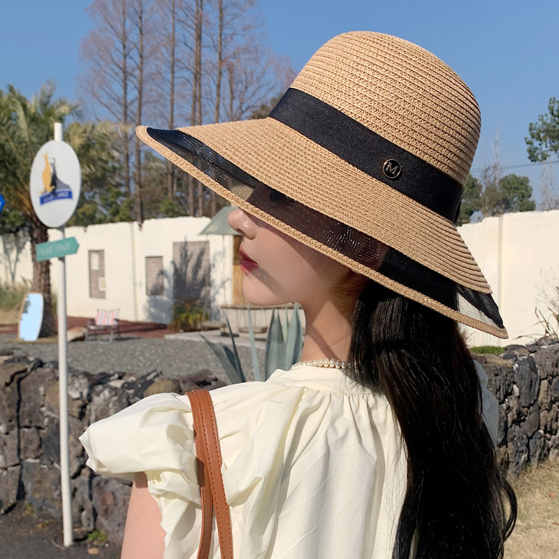 New bow straw hat with big brim