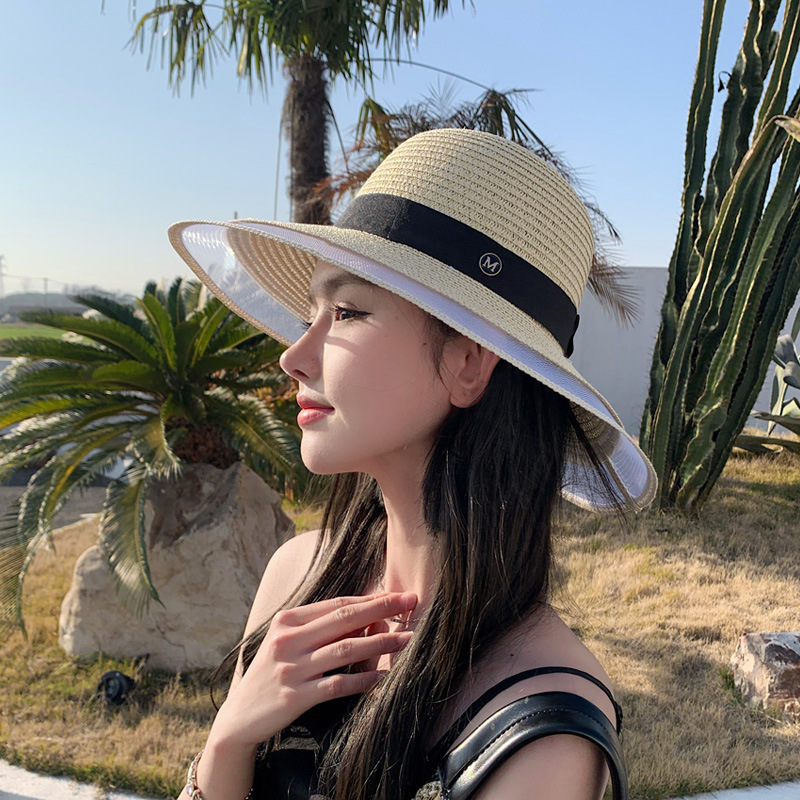 New bow straw hat with big brim