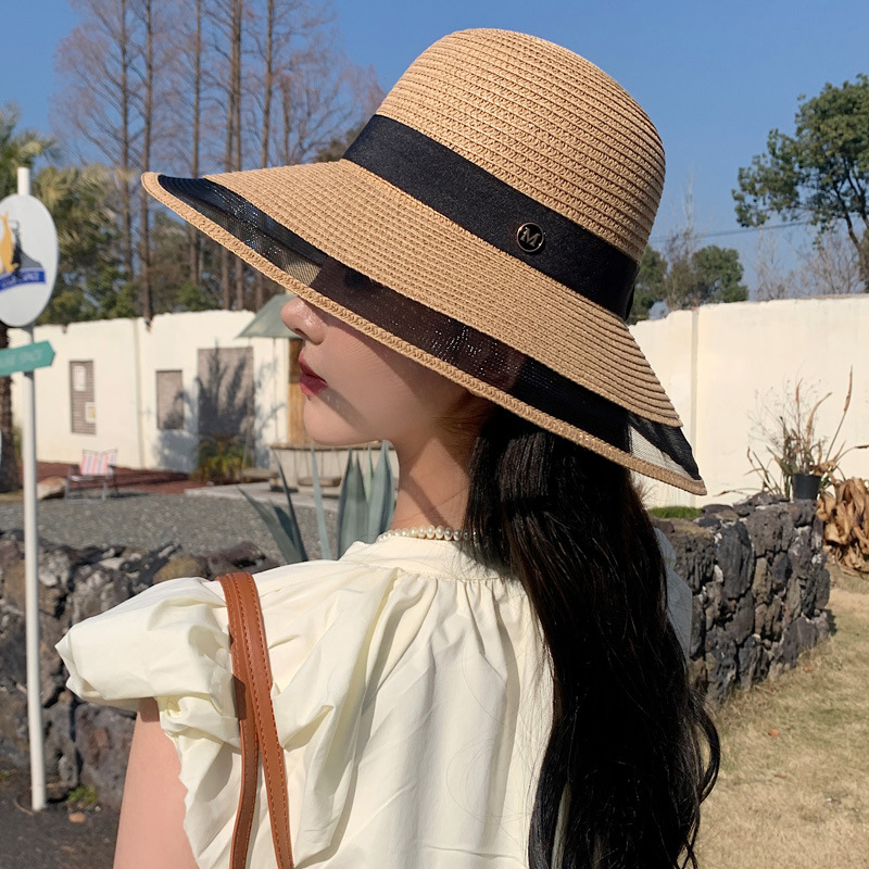 New bow straw hat with big brim