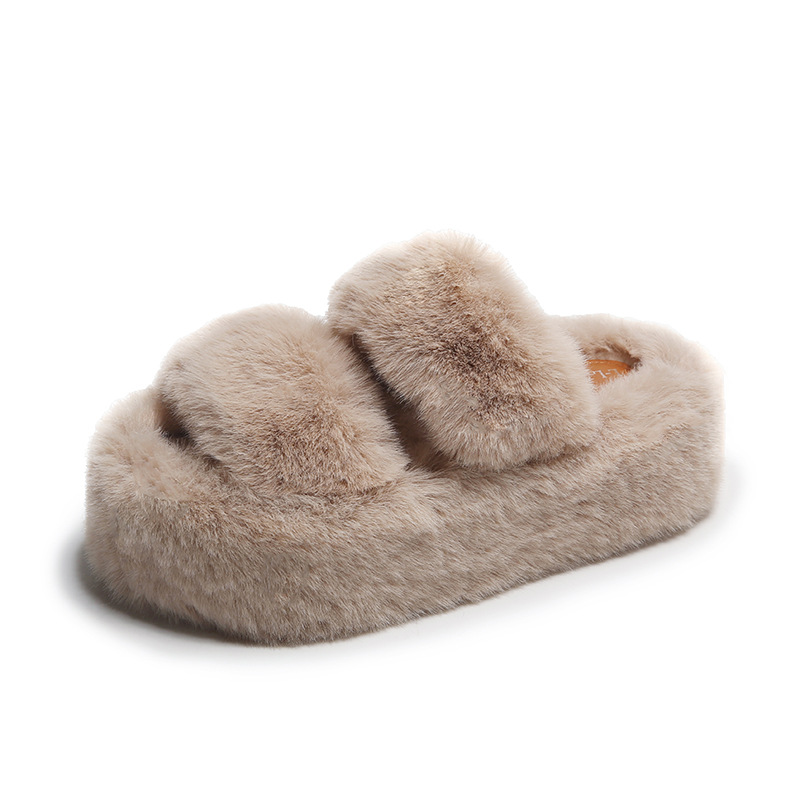 New classic solid color thick 6CM fluffy slippers