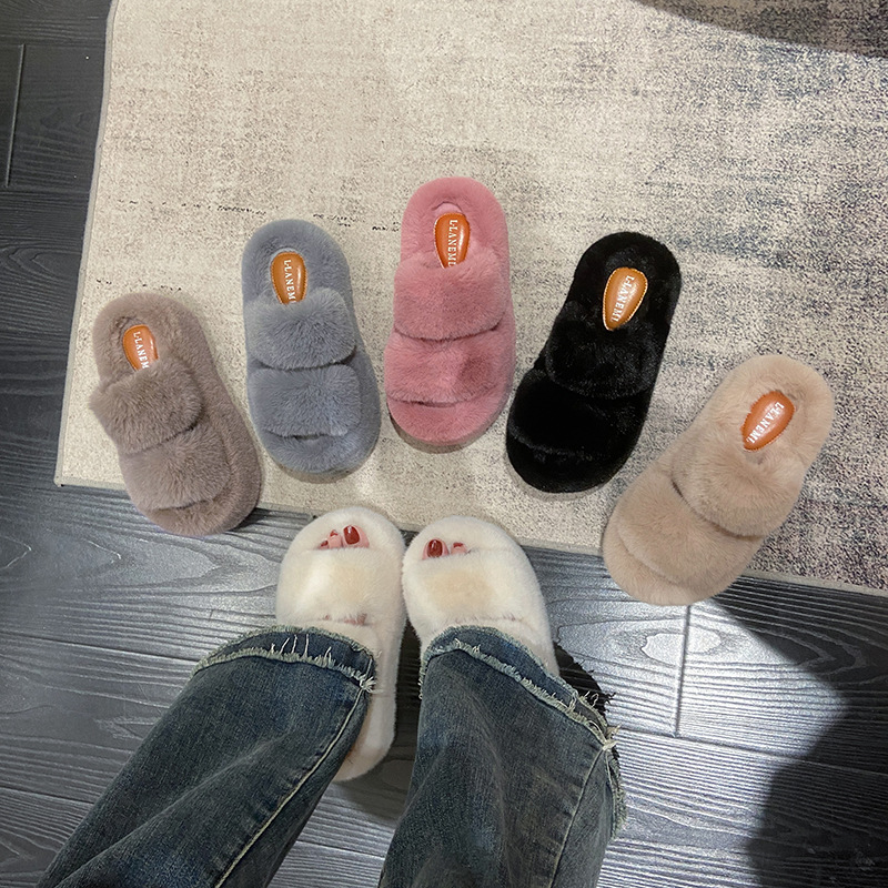 New classic solid color thick 6CM fluffy slippers