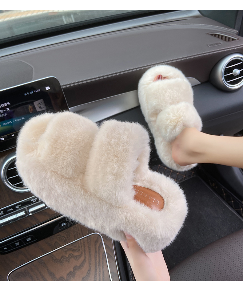 New classic solid color thick 6CM fluffy slippers
