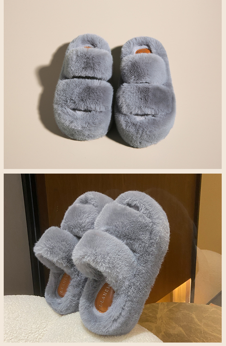 New classic solid color thick 6CM fluffy slippers
