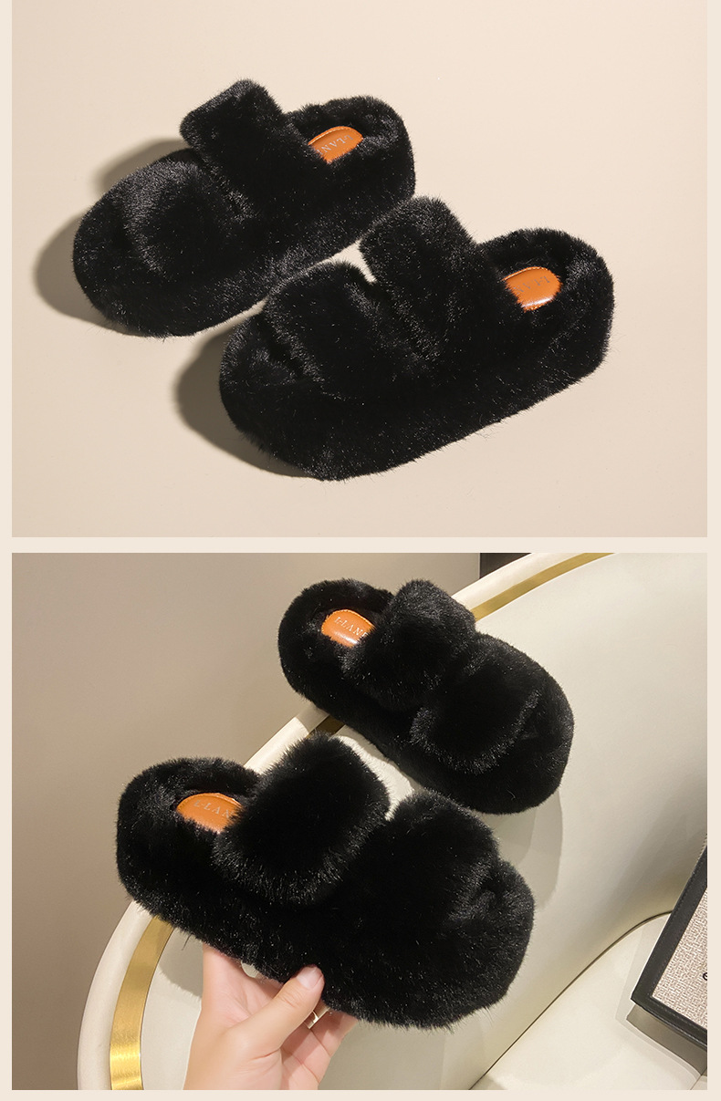 New classic solid color thick 6CM fluffy slippers