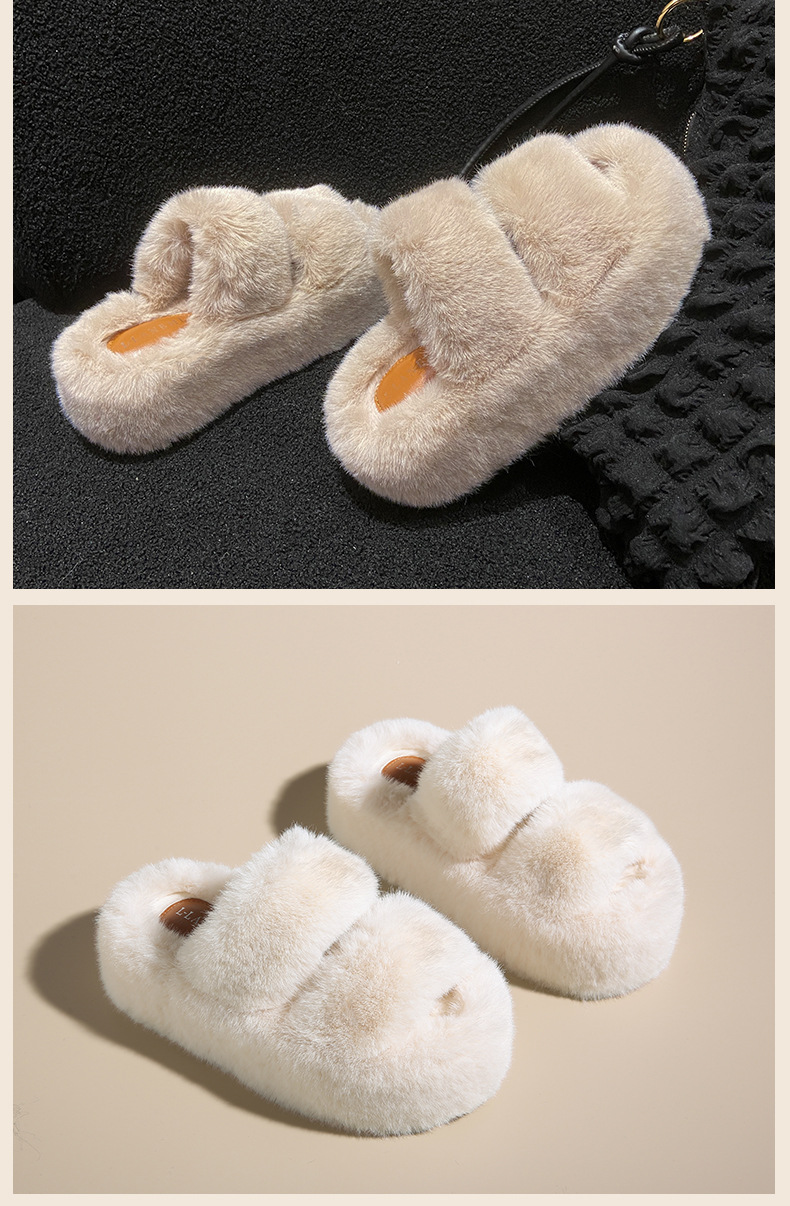 New classic solid color thick 6CM fluffy slippers