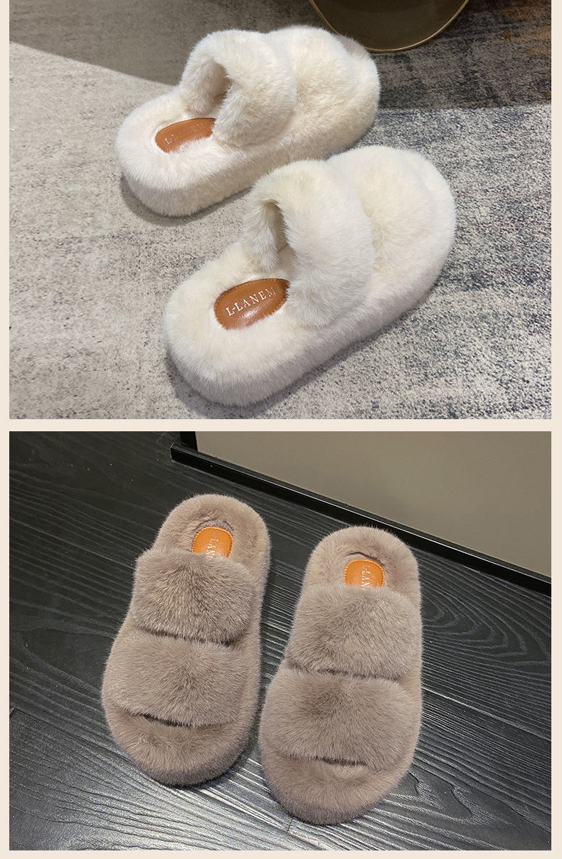New classic solid color thick 6CM fluffy slippers