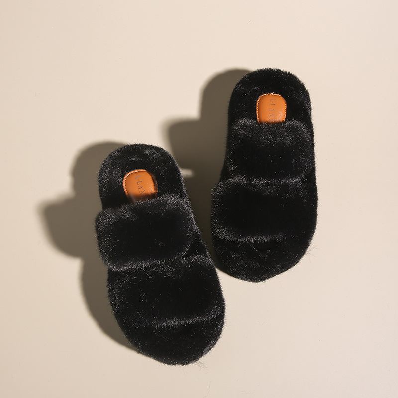 New classic solid color thick 6CM fluffy slippers