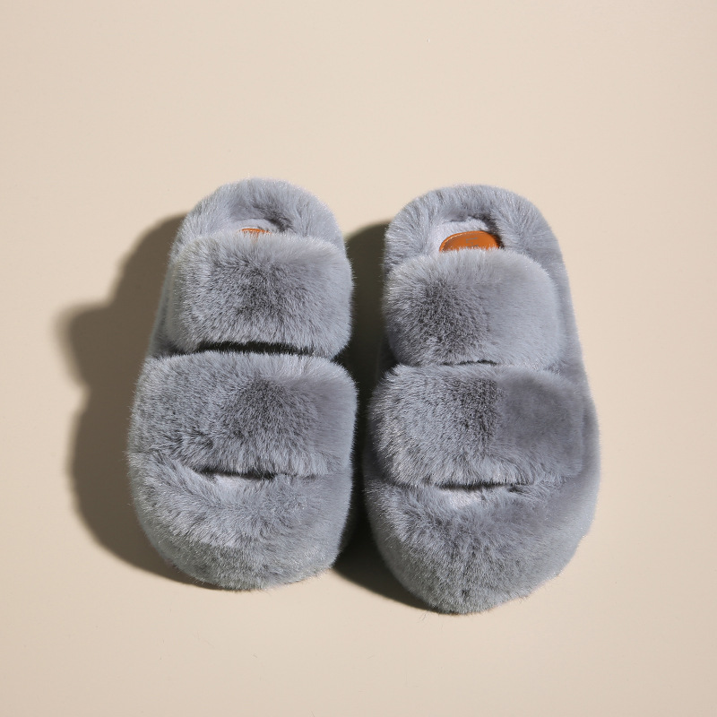New classic solid color thick 6CM fluffy slippers