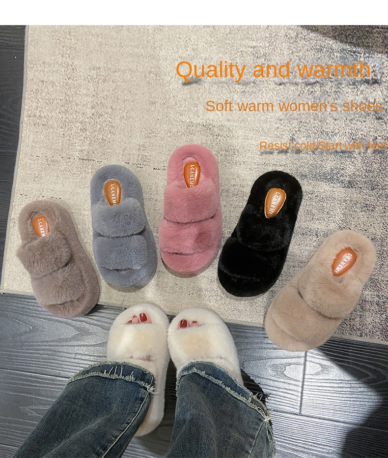 New classic solid color thick 6CM fluffy slippers