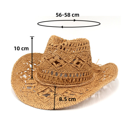 New hollow cowboy hat hand-woven straw hat