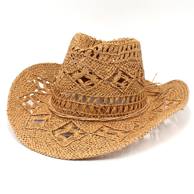 New hollow cowboy hat hand-woven straw hat