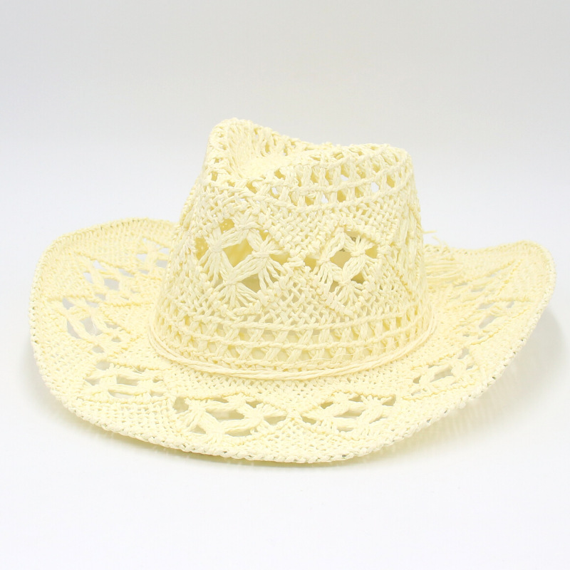 New hollow cowboy hat hand-woven straw hat