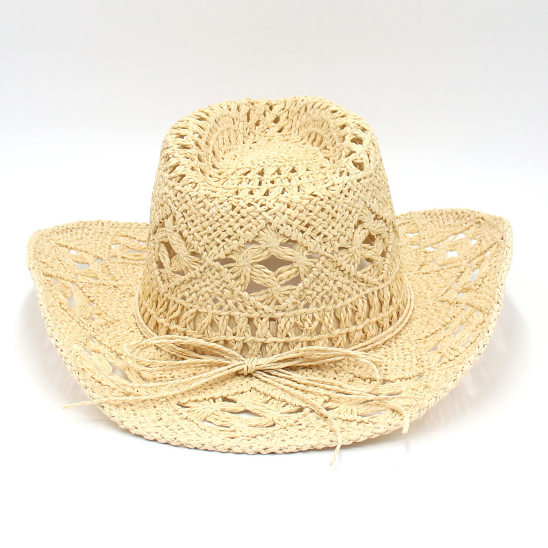 New hollow cowboy hat hand-woven straw hat