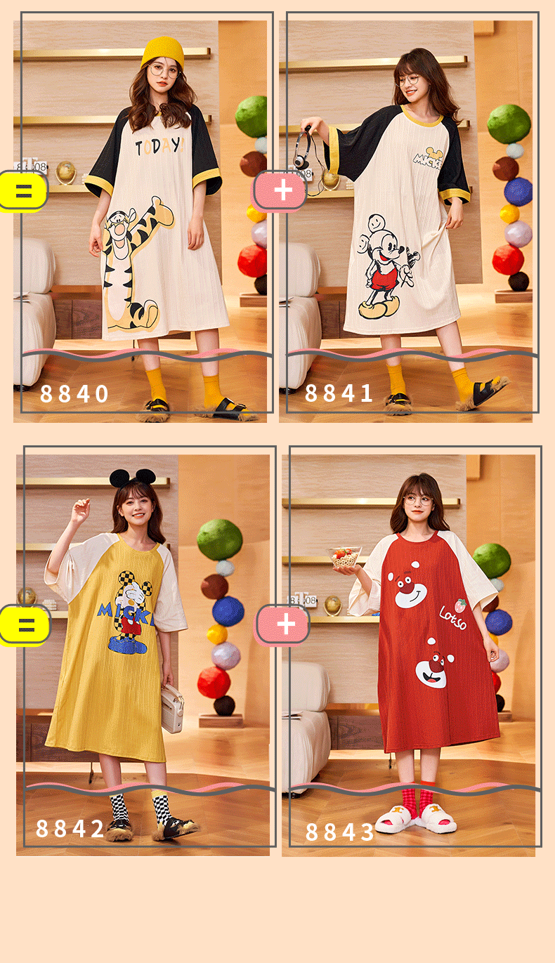 New nightdress medium long short sleeve loose home wear