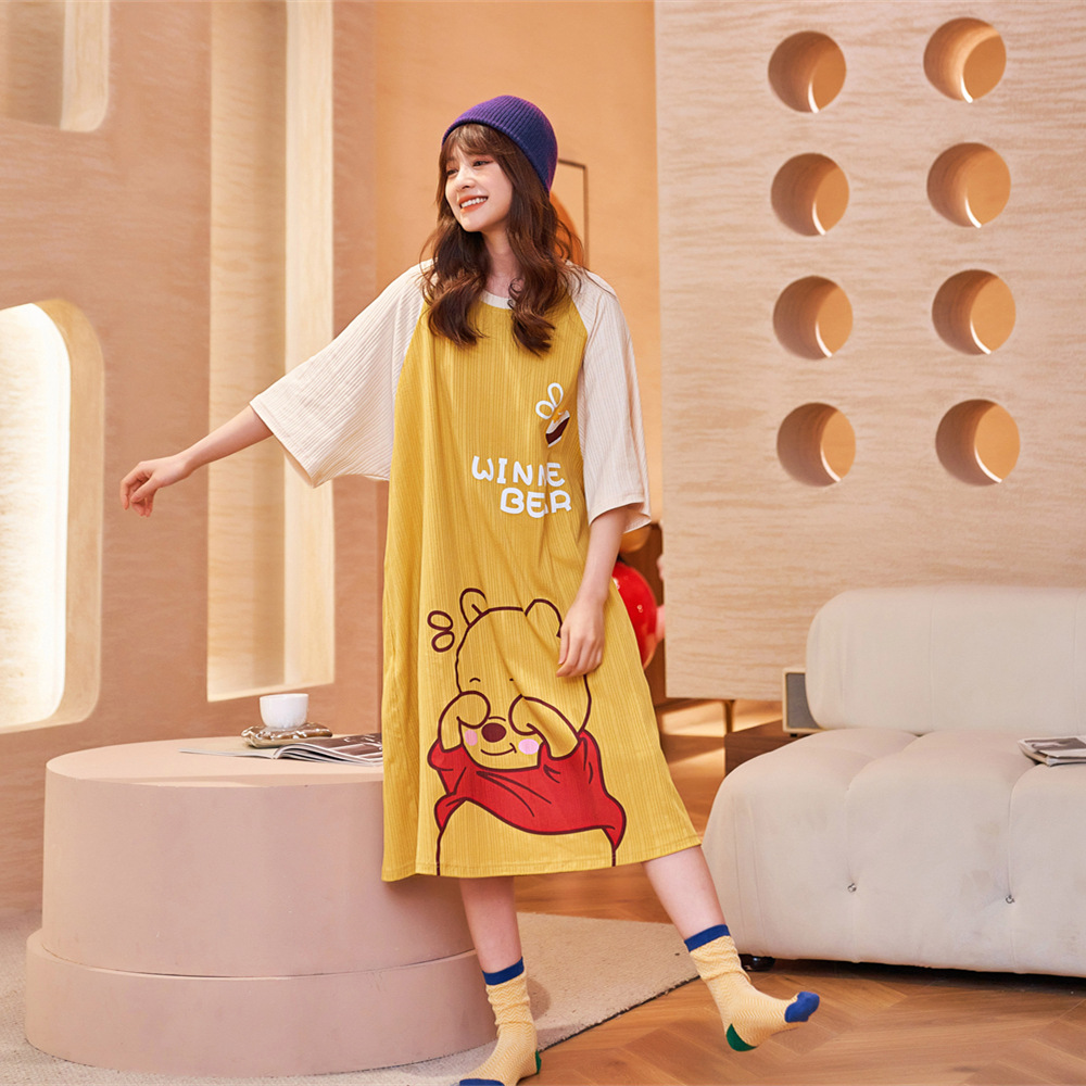 New nightdress medium long short sleeve loose home wear