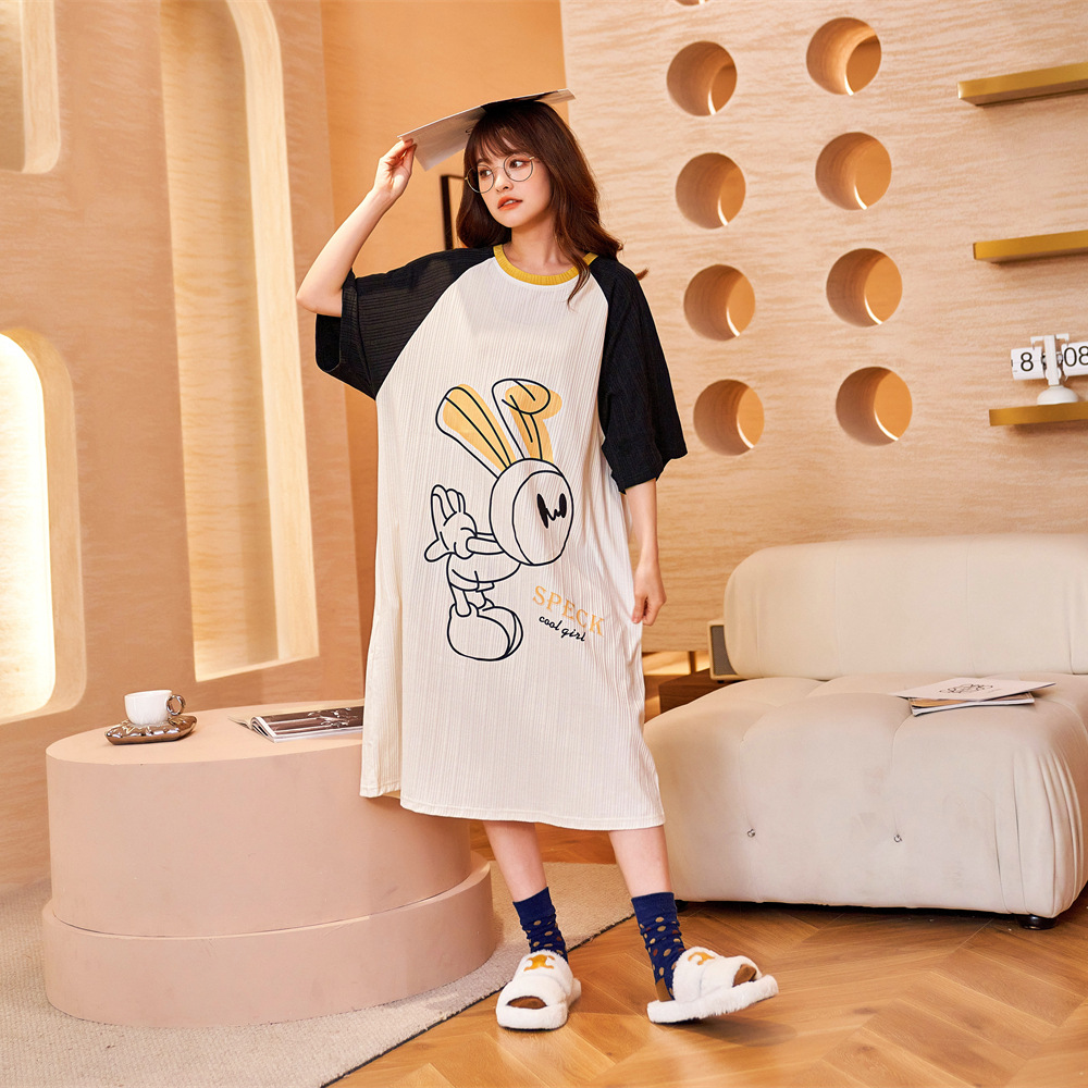 New nightdress medium long short sleeve loose home wear