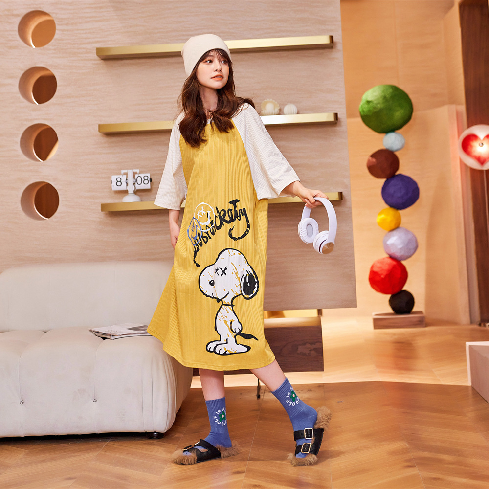 New nightdress medium long short sleeve loose home wear