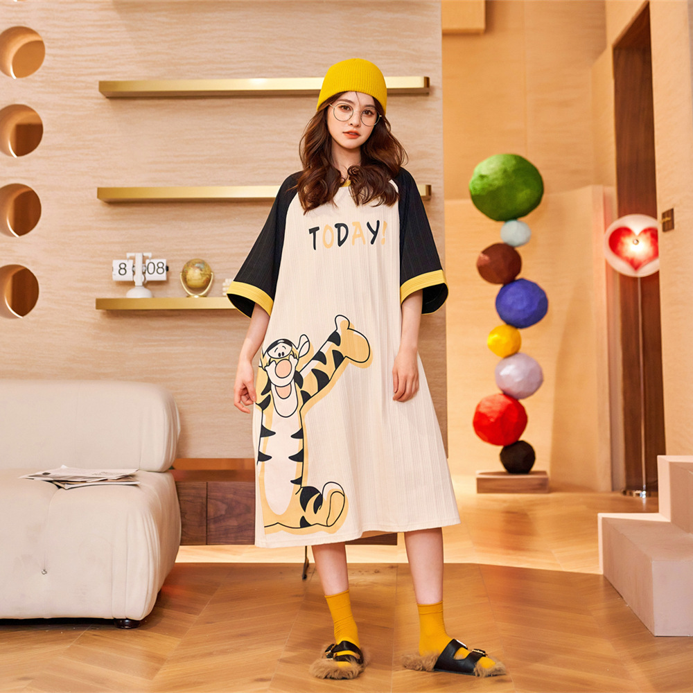 New nightdress medium long short sleeve loose home wear