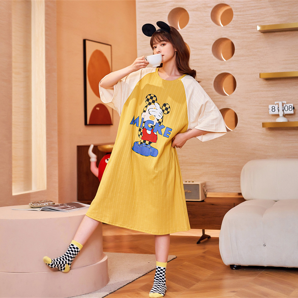 New nightdress medium long short sleeve loose home wear