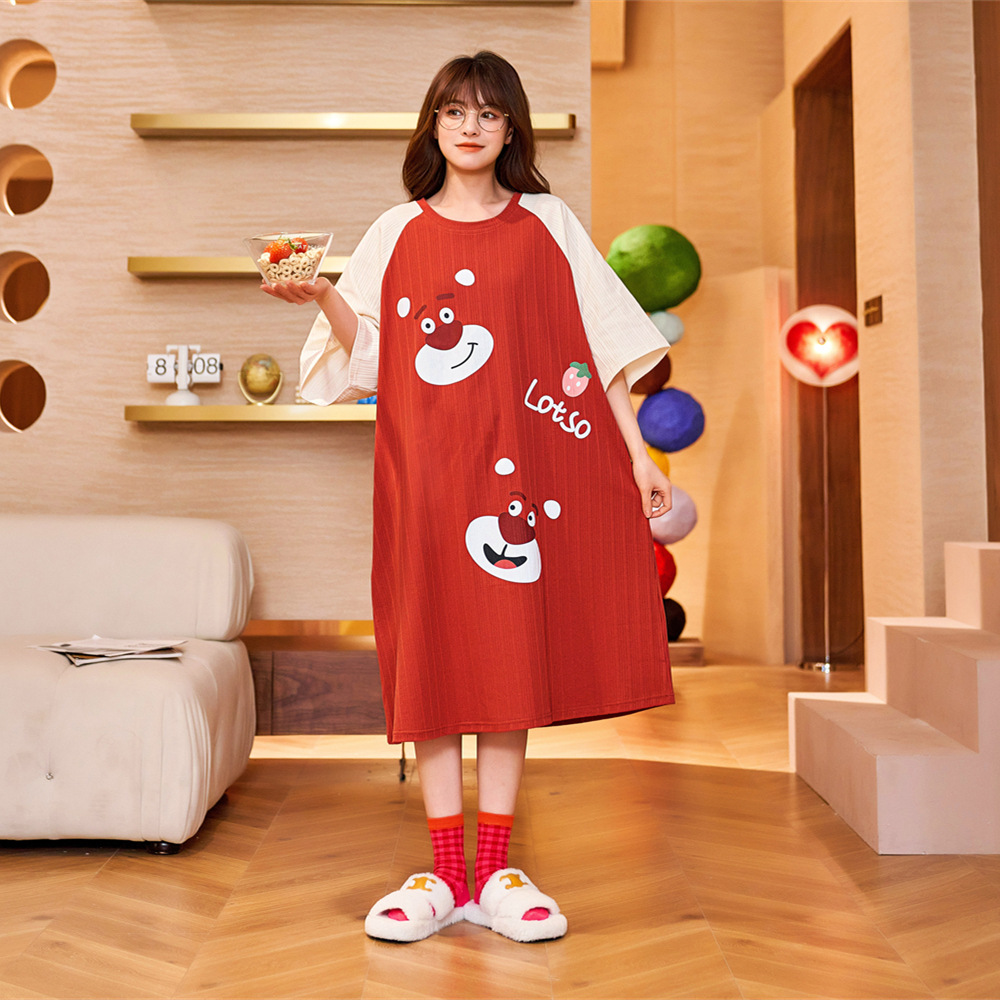 New nightdress medium long short sleeve loose home wear