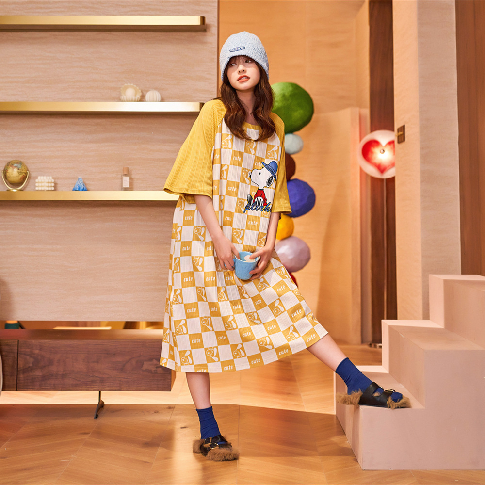 New nightdress medium long short sleeve loose home wear