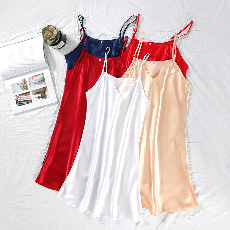 New slip nightdress sexy imitation silk adjustable strap skirt