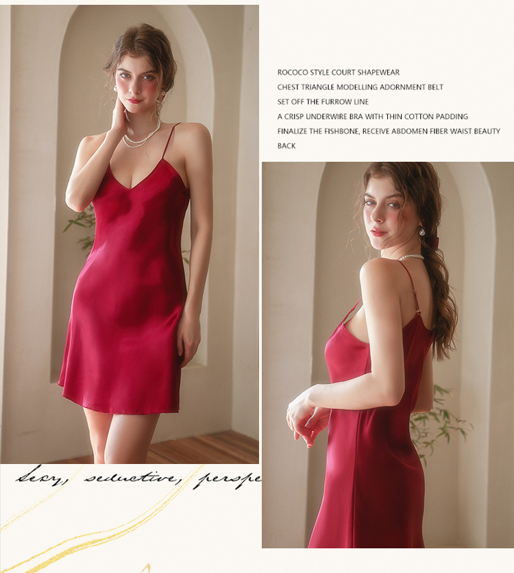 New slip nightdress sexy imitation silk adjustable strap skirt