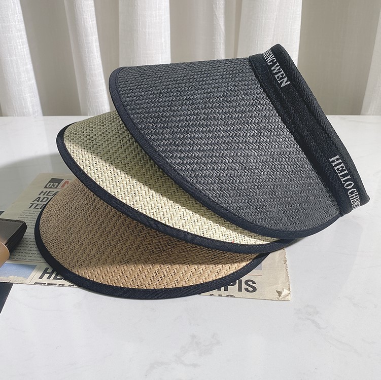New vinyl sunblock hat Empty top casual straw hat