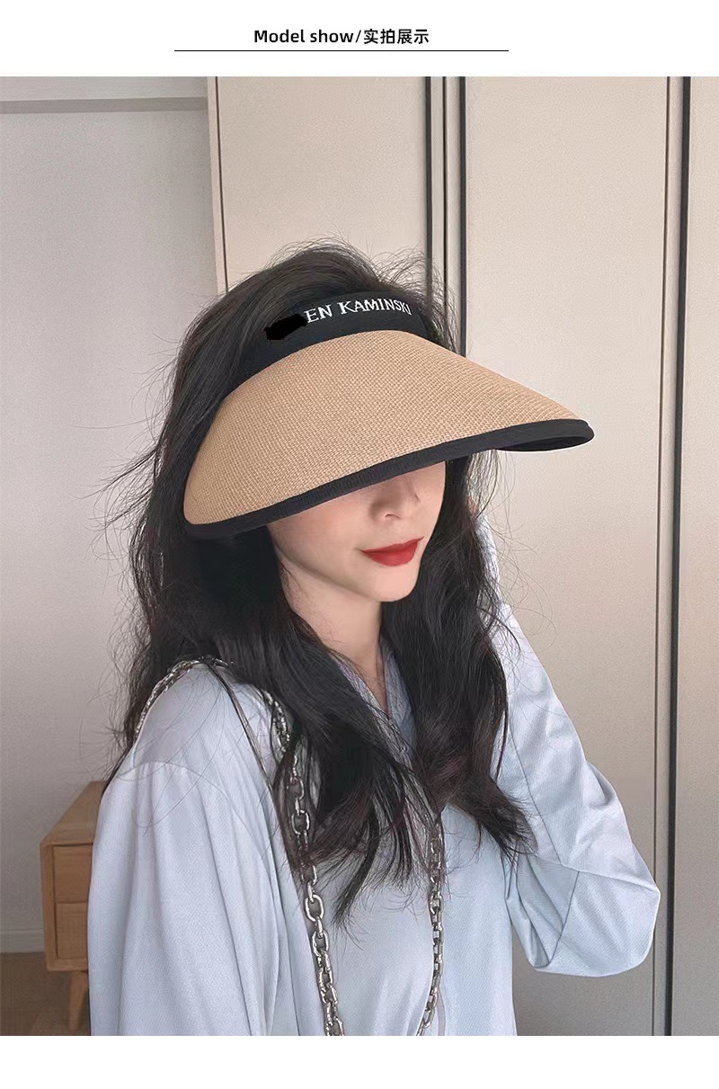 New vinyl sunblock hat Empty top casual straw hat